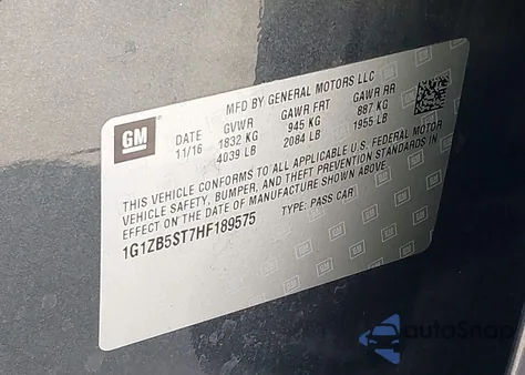 2017 Chevrolet Malibu Ls из США, поврежденный, VIN 1G1ZB5ST7HF189575